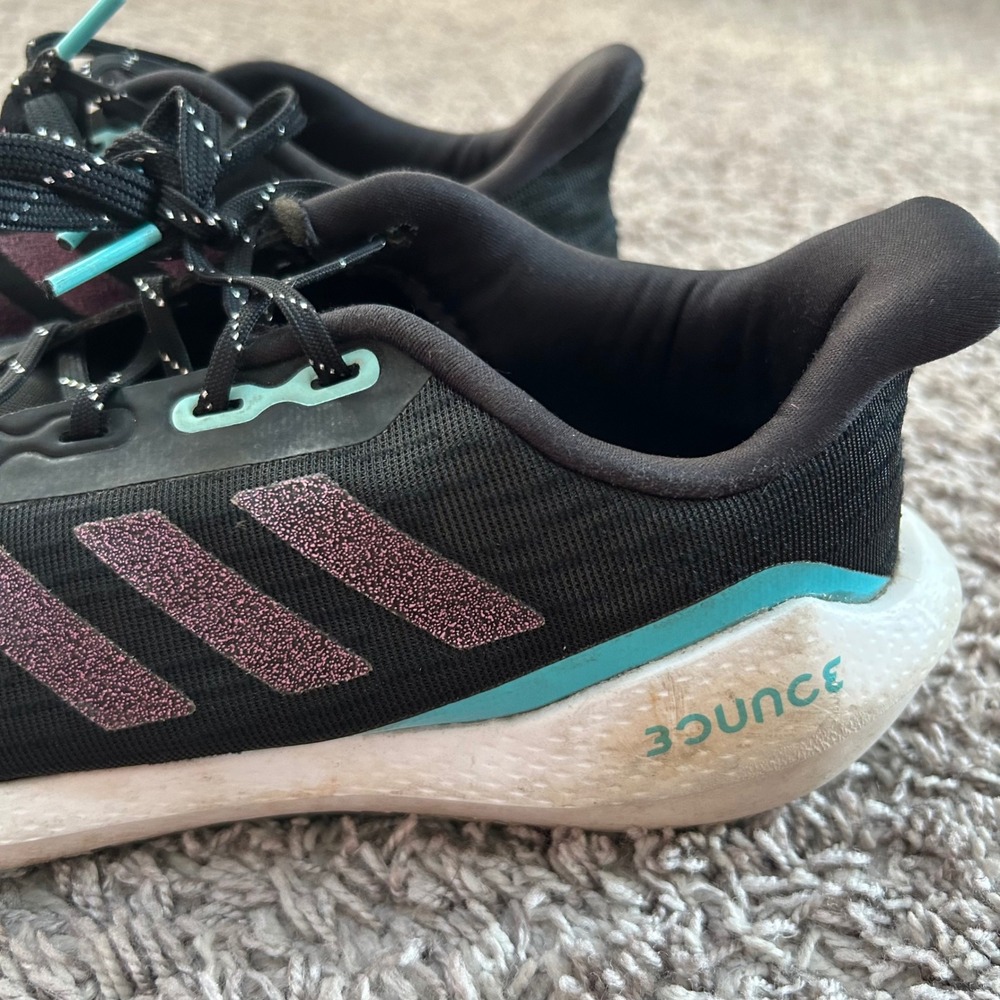 Adidas‎ Bounce Running Shoes Black Purple Teal Women's Size 5 Sneakers - Picture 2 of 7